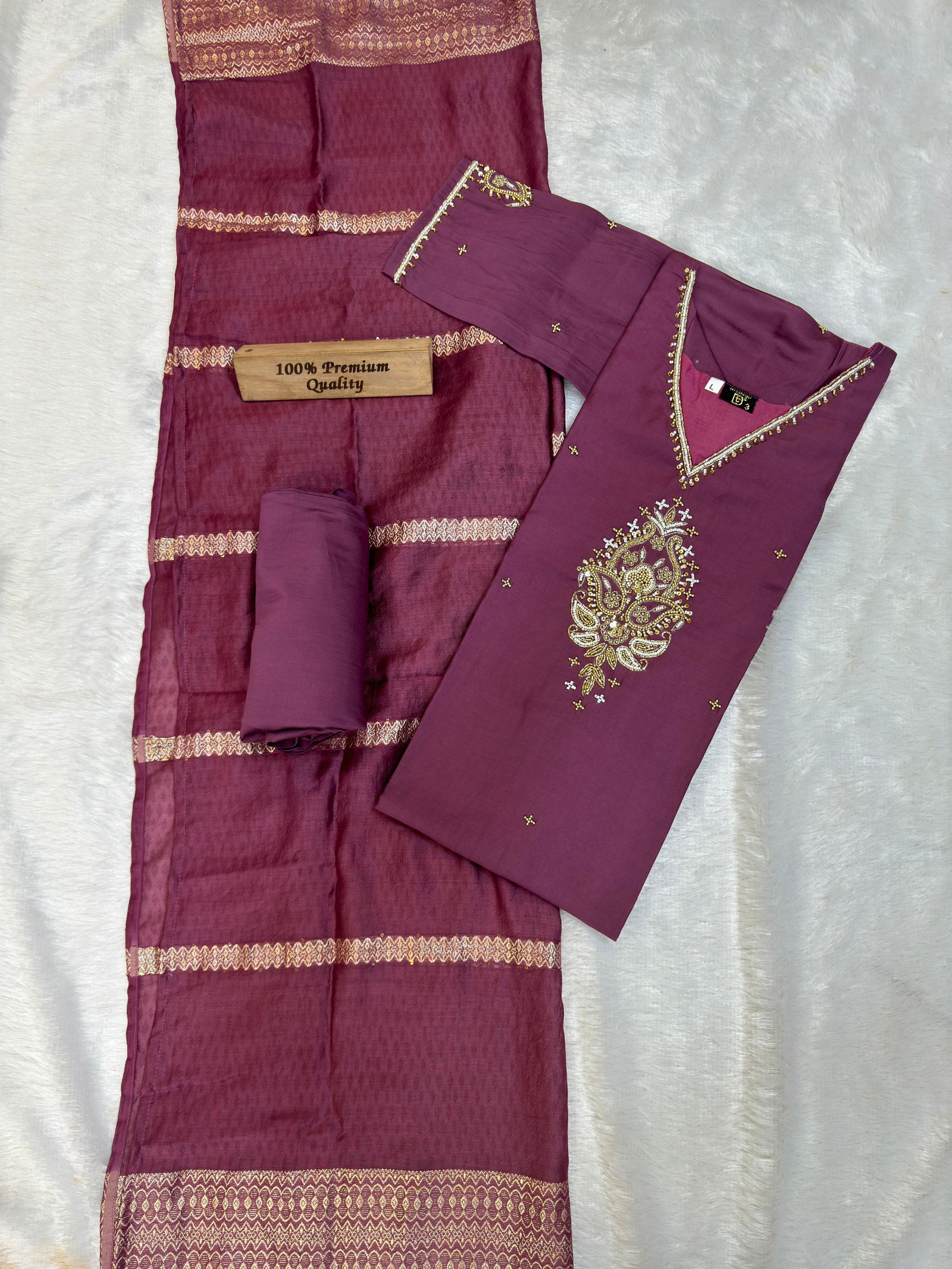 TDG Roman Silk Hand Work Designer Kurti With Bottom Dupatta Wholesalers In Delhi
